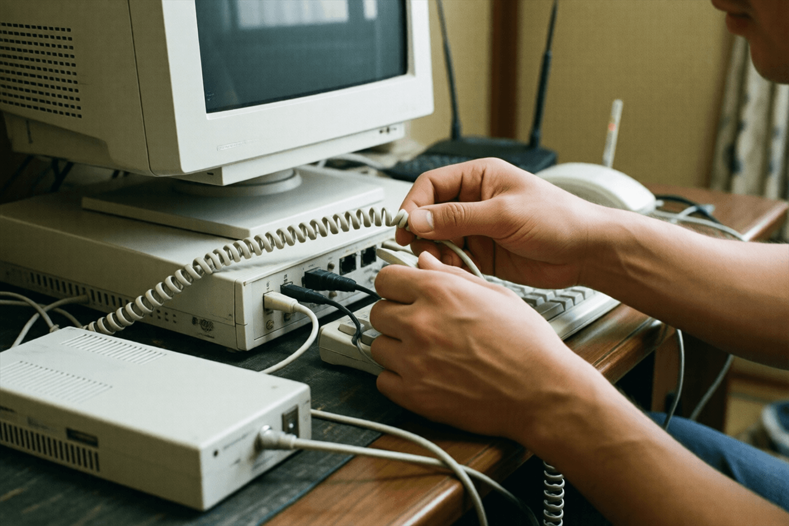 夜遅くパソコンの前でインターネットに接続する人物のイメージ