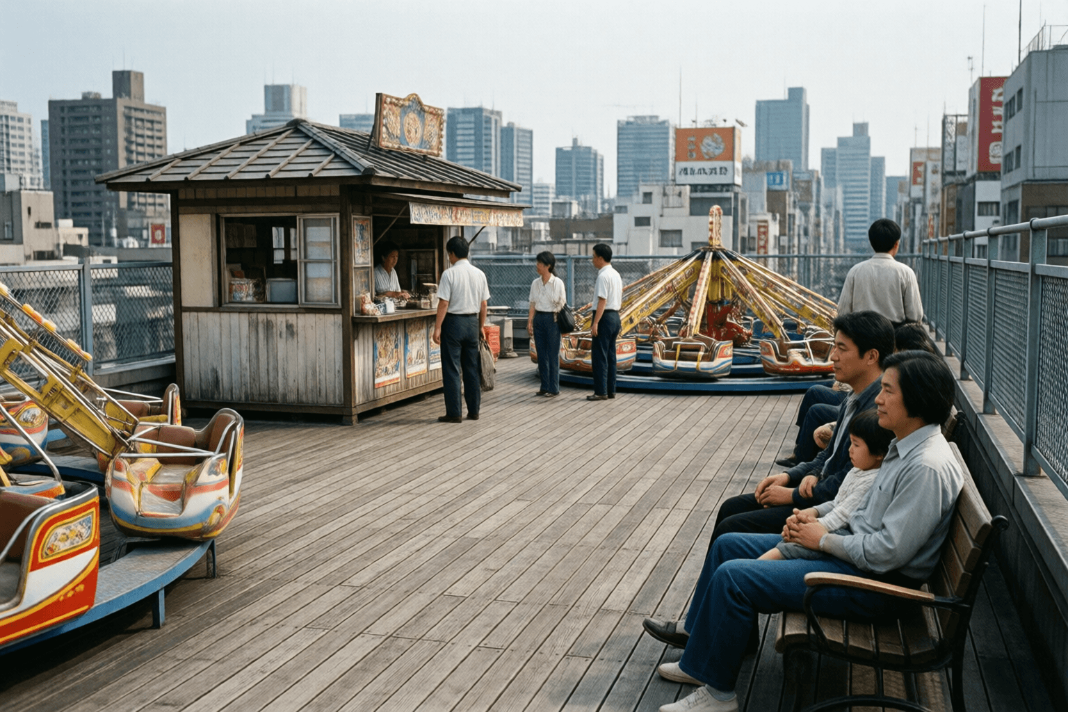 デパート屋上遊園地を少し離れた場所から見た風景のイメージ画像です。